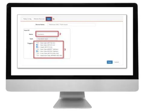 TrueCloud Connect fire alarm input configuration screen