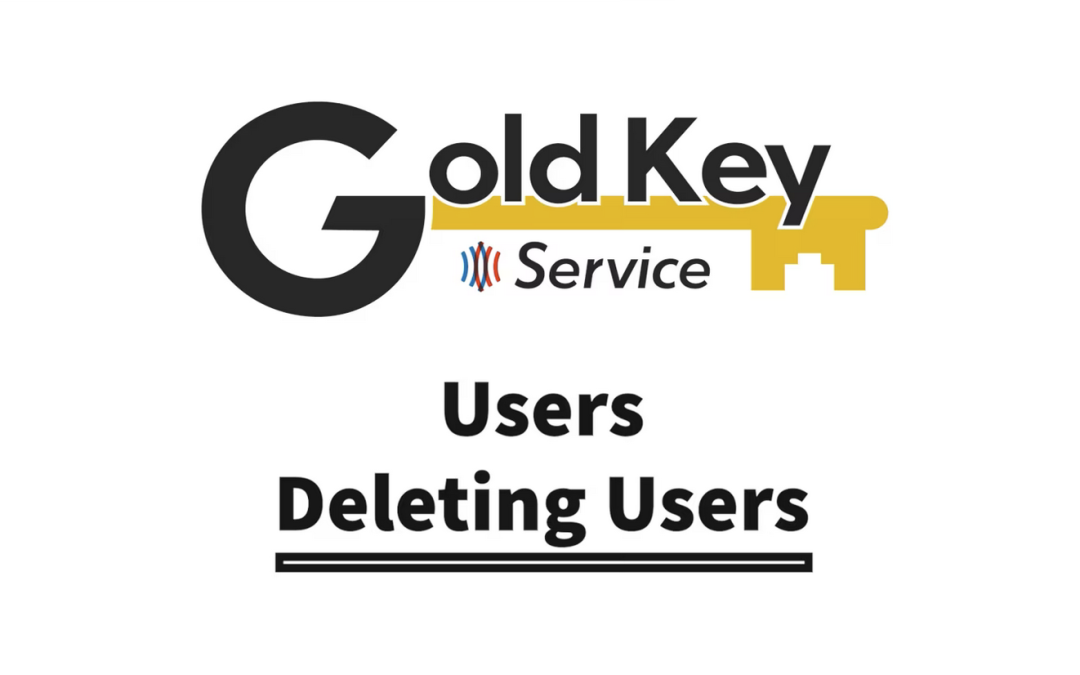 The Gold Key Service logo and the words "Users: Deleting Users" below it