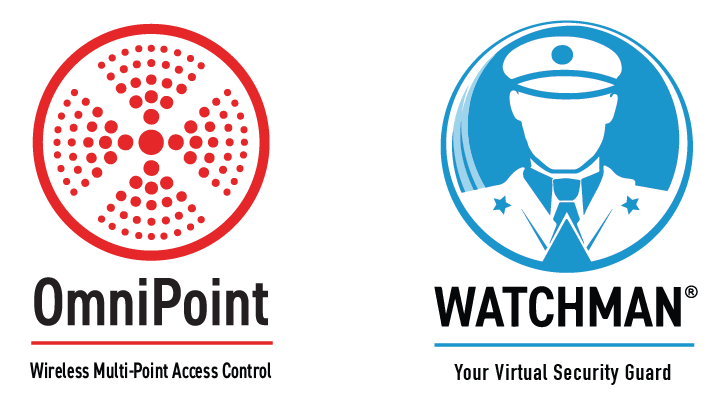 OmniPoint logo with Wireless Multi-Point Access Control underneath and Watchman logo with Your Virtual Security Guard below it.