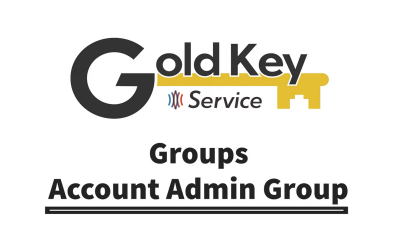 The Gold Key Service logo and the words "Groups: Account Admin Group" below it