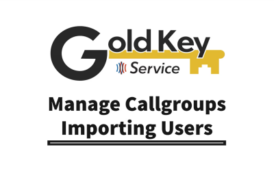 The Gold Key Service logo and the words "Manage Callgroups: Importing Users" below it