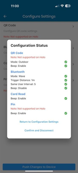 CG Installer app configuration status screen